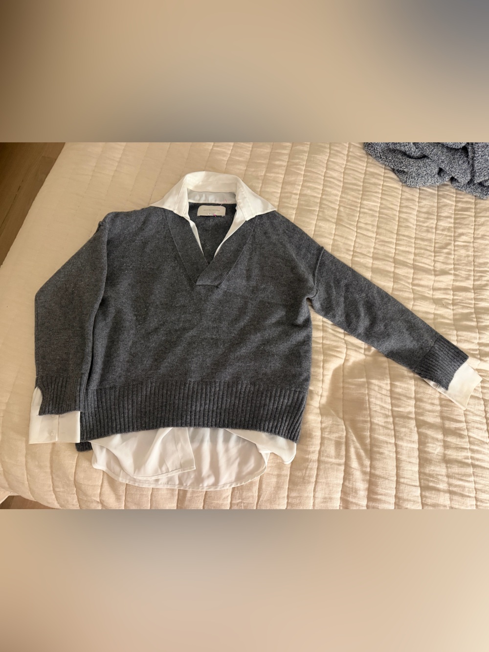 Brochu Walker Grey V-Neck Layered Sweater